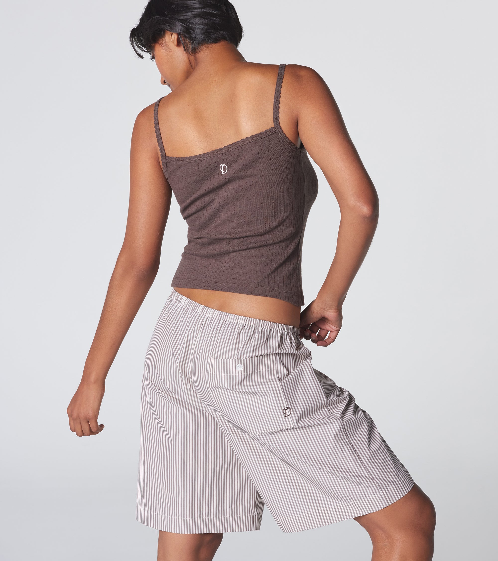 The Do Not Disturb Short - Latte Stripe