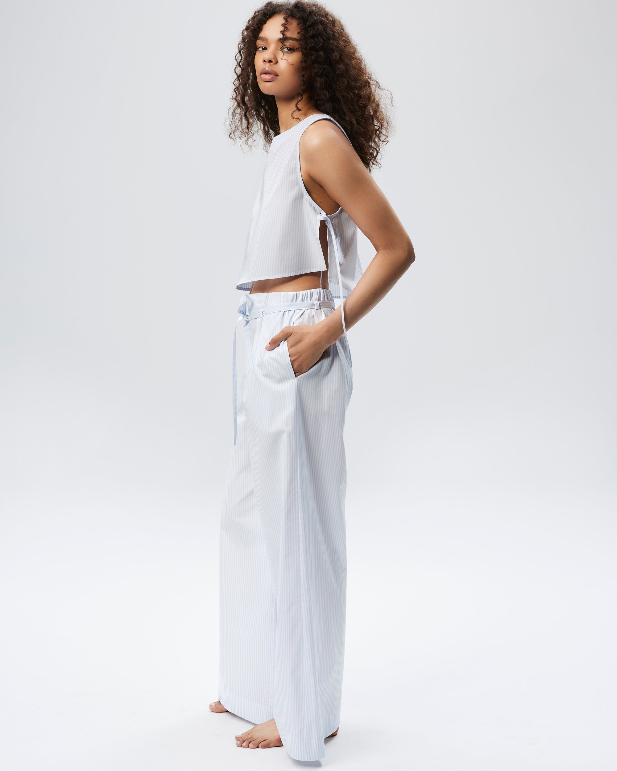 The Golden Hour Pant - Cloud Stripe