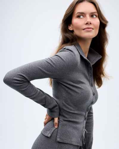 The Layover Cardigan - Charcoal Melange