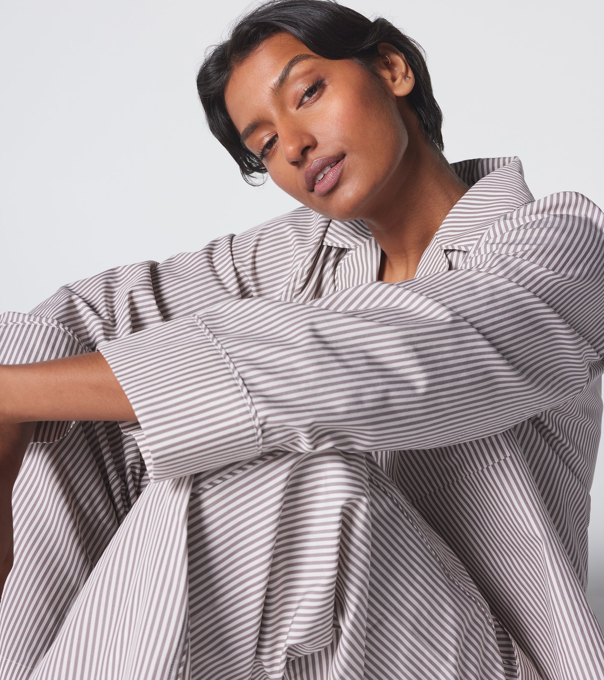 The Lobby Shirt - Latte Stripe