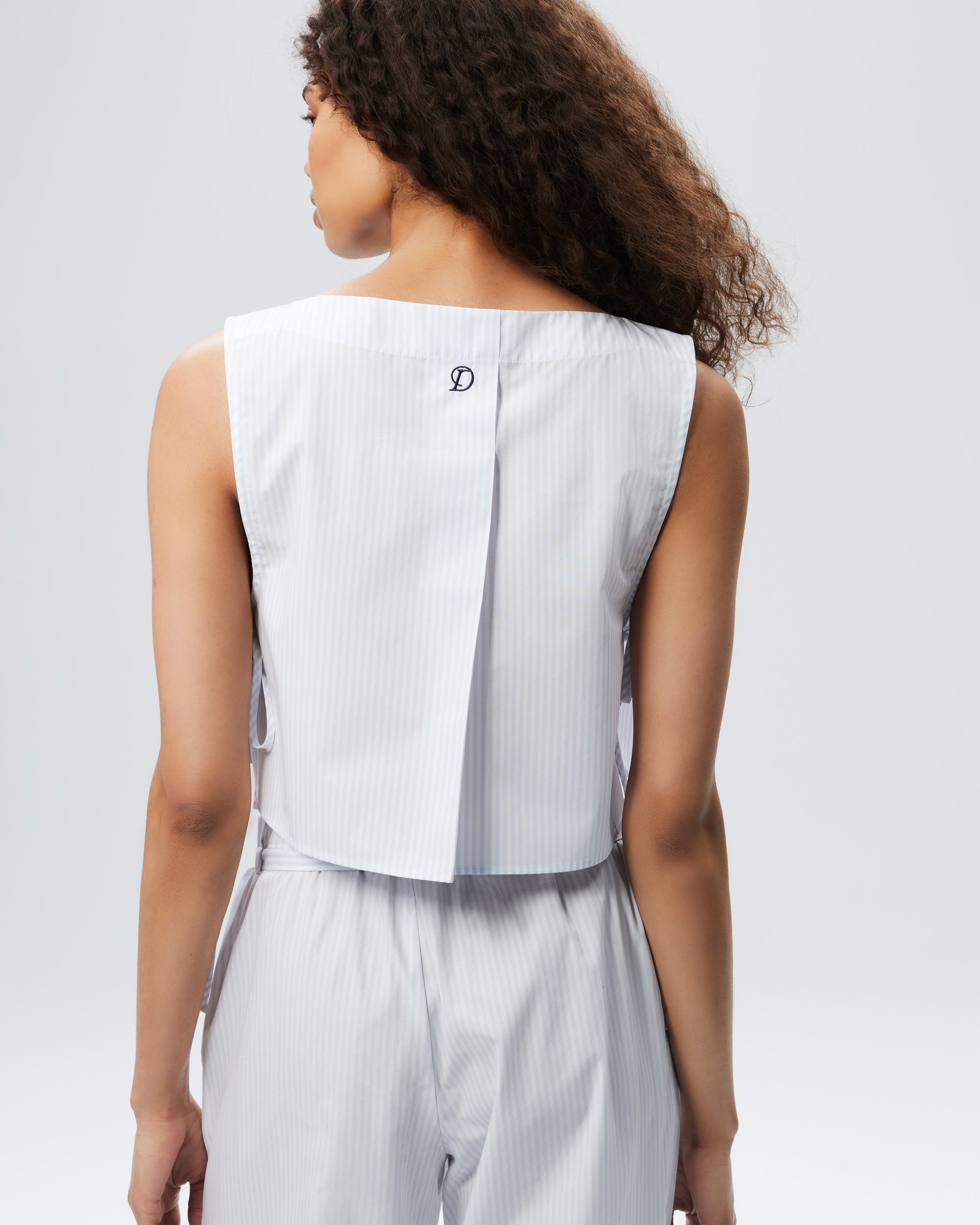 The Nightcap Top - Cloud Stripe