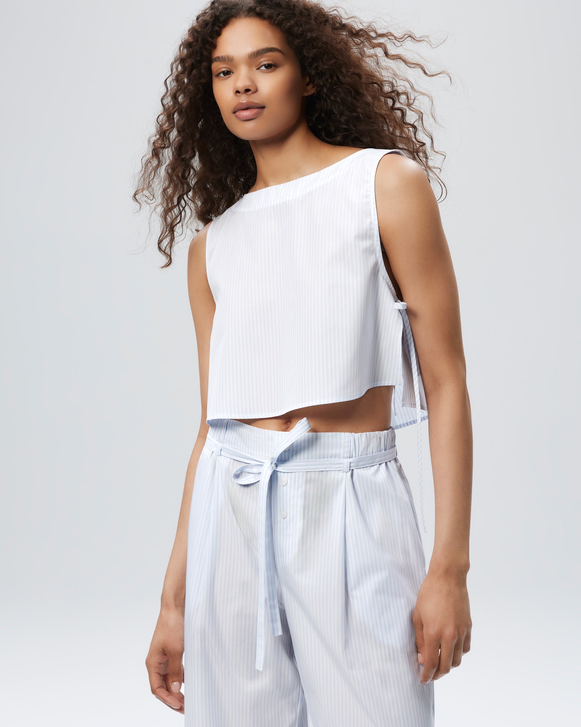 The Nightcap Top - Cloud Stripe