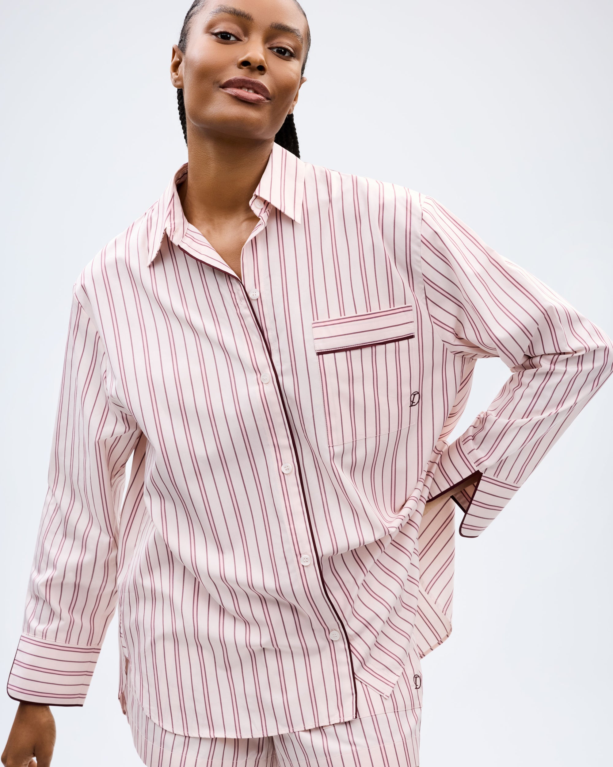 The Overnight Shirt - Blush Stripe