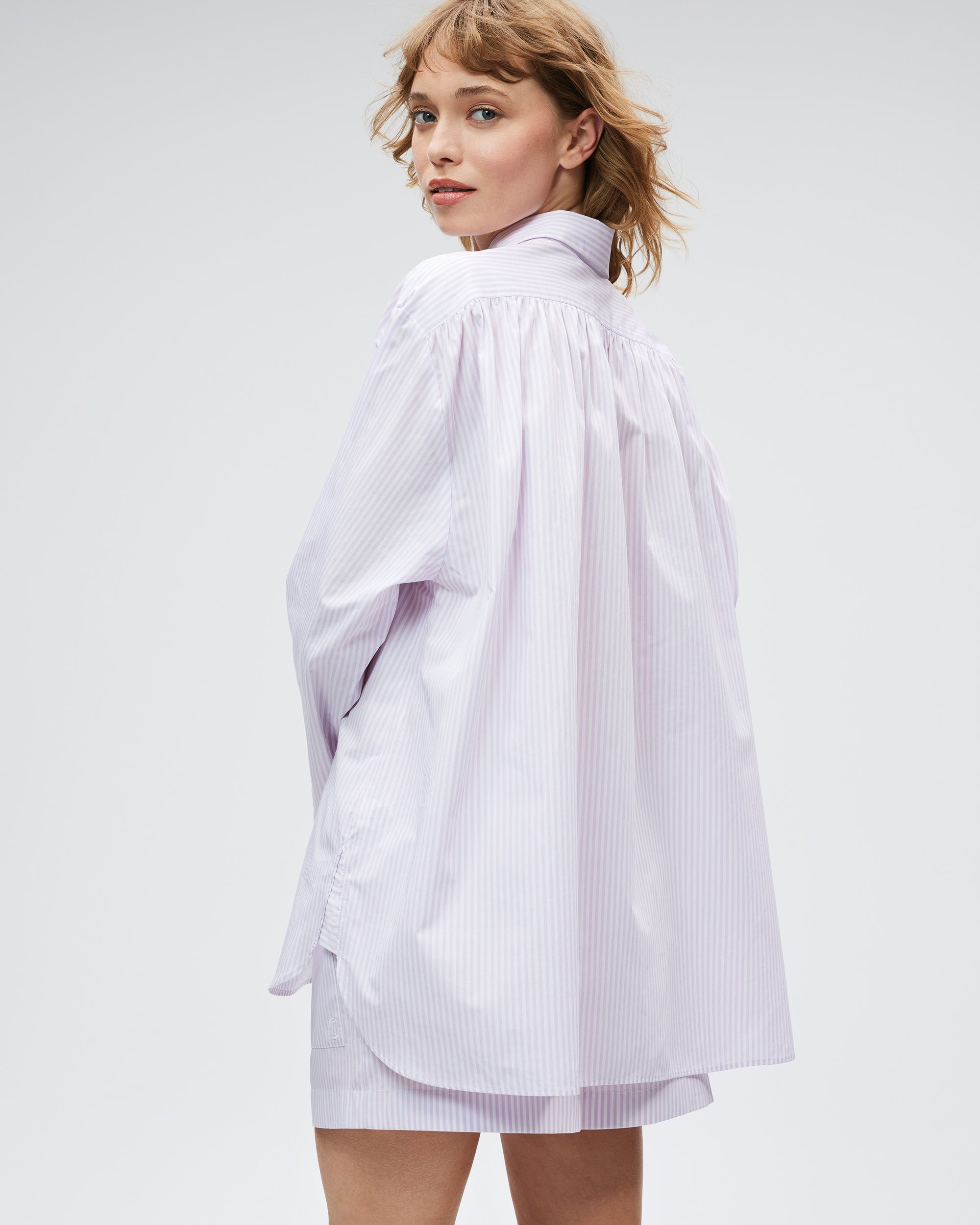 The Overnight Shirt - Lavender Stripe