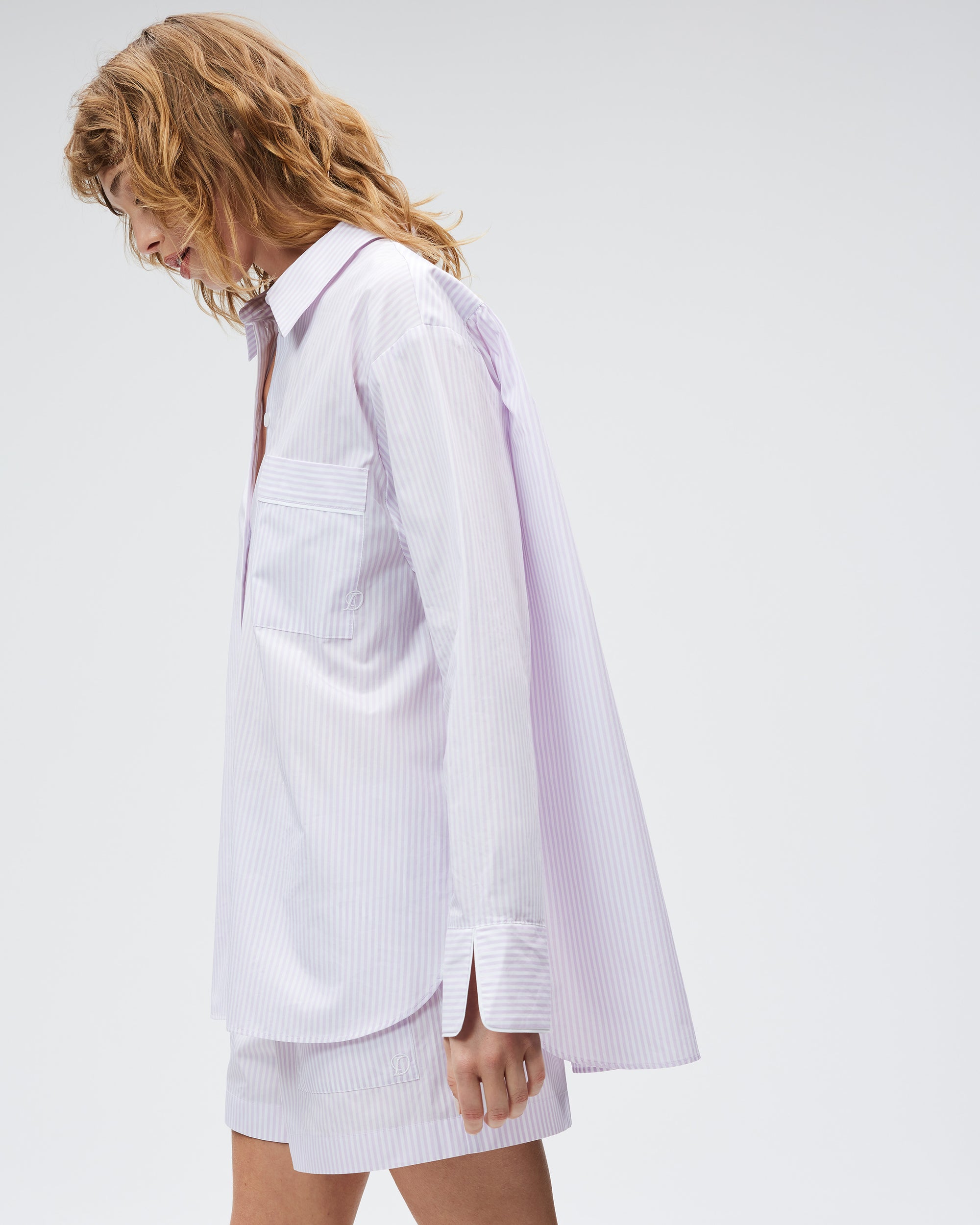 The Overnight Shirt - Lavender Stripe