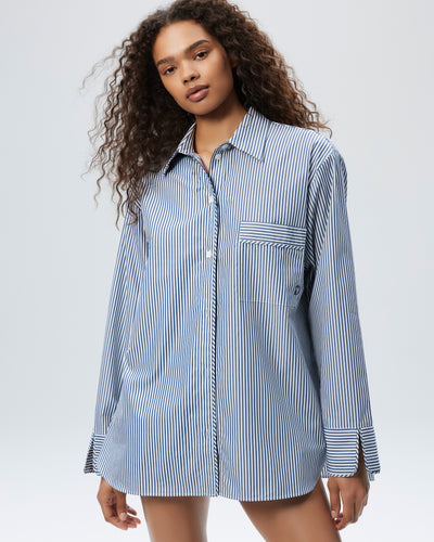 The Overnight Shirt - Midnight Stripe