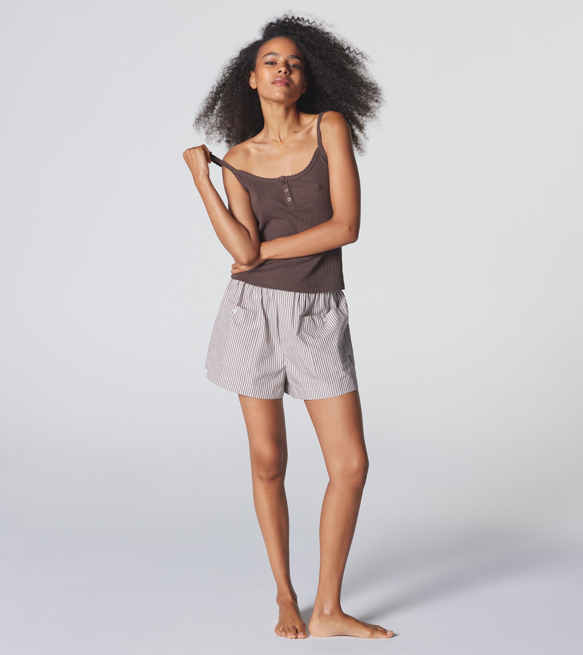 The Shut Eye Boxer - Latte Stripe