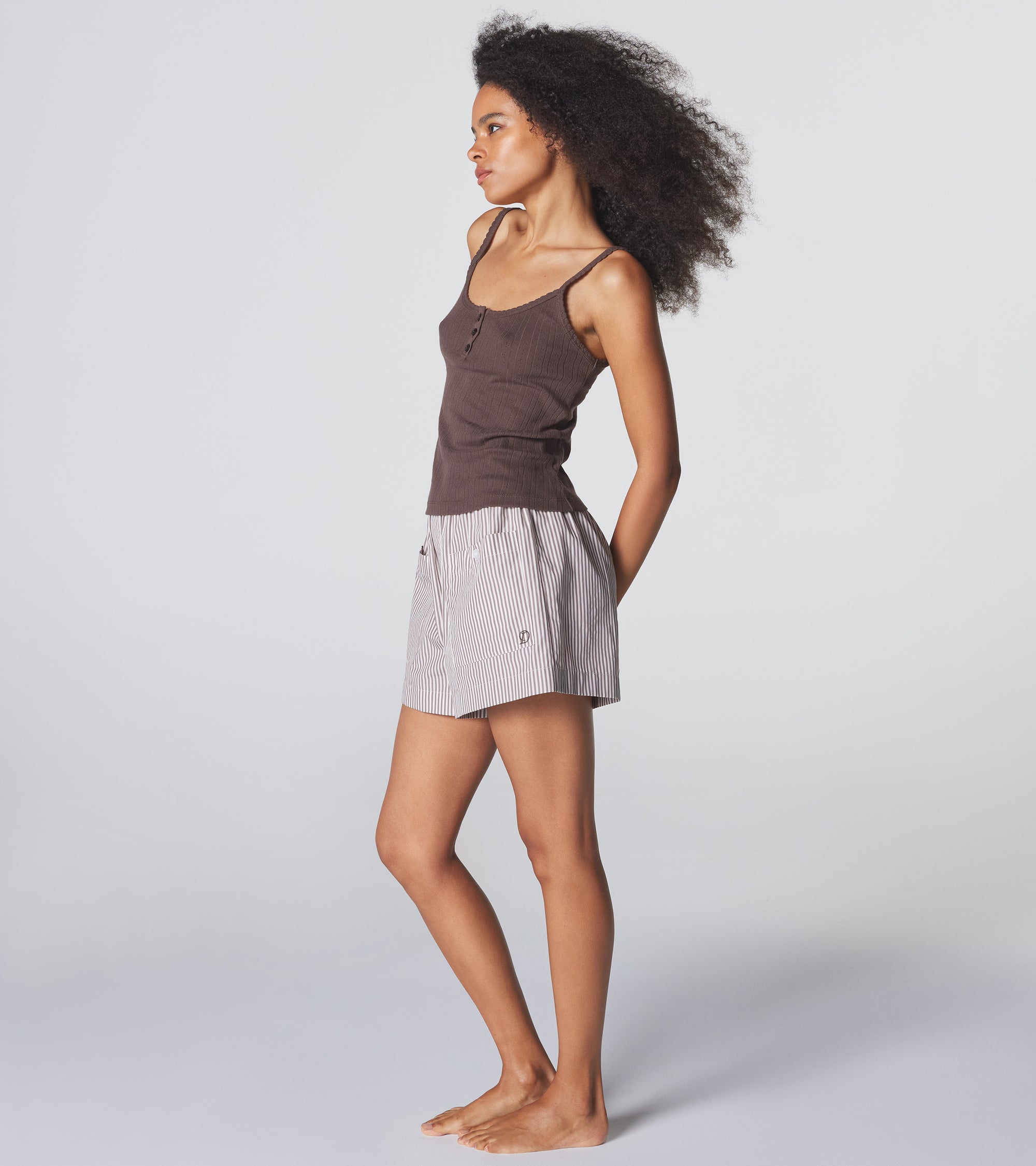 The Shut Eye Boxer - Latte Stripe